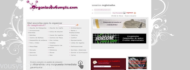 Desarrollo de Sitios Web realizado por Vousys de ORGANIZA TU CUMPLE - TODO PARA ORGANIZAR TU CUMPLEA�OS, FIESTAS INFANTILES