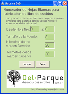 Desarrollo de sitio web realizado por Vousys de NUMERADOR DE HOJAS BLANCAS PARA RUBRICACION DE SUELDOS