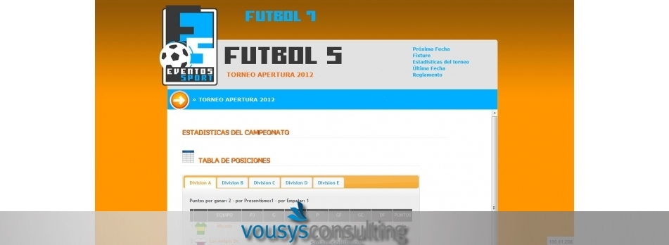 VOUSYS: EVENTOSSPORTS - Integration with micampeonato.com