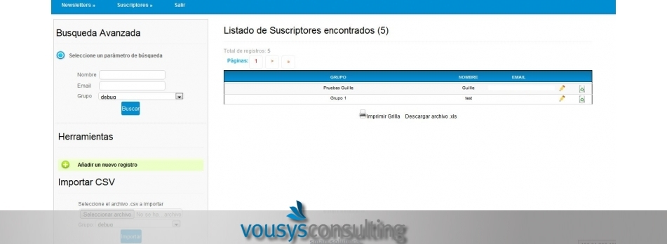 VOUSYS: Desarrollo de software: Sistema para Envio de Mailing