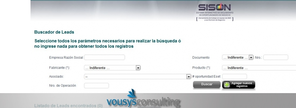 VOUSYS: Software development: Opportunities tracking system