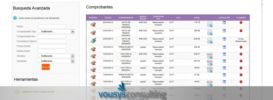 Software development: Web management system - VOUSYS