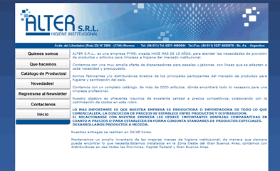 VOUSYS: ALTERHIGIENE.COM.AR | SITIO WEB CON ADMINISTRACION DINAMICA DEL CATALOGO Y ENVIO DE NEWSLETTER