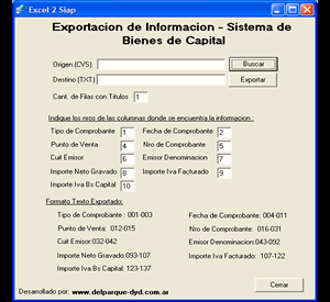 Software development: MIGRADOR DE EXCEL A SIAP PARA BIENES DE CAPITAL - VOUSYS