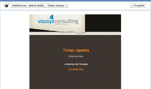 VOUSYS: Software development: Facebook trivia