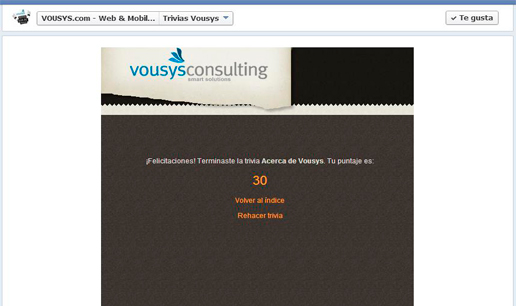VOUSYS: Desarrollo de software: Trivia facebook