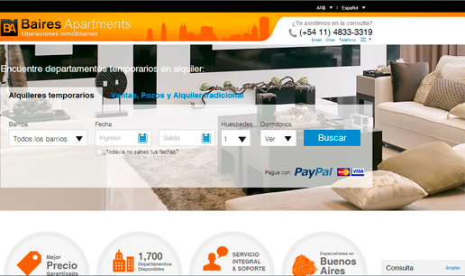 Desarrollo de software: Nuevo sitio web de baires apartments - VOUSYS