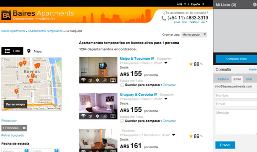 VOUSYS: Software development: New website for baires apartments