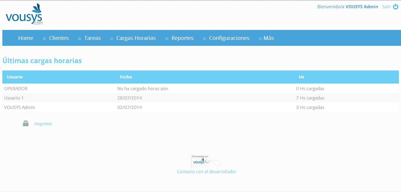 Desarrollo de software: Sistema de control de tareas - VOUSYS