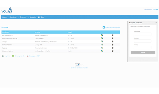 VOUSYS: Desarrollo de software: Gestión de trámites a mensajerias