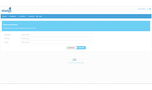 VOUSYS: Desarrollo de software: Gestión de trámites a mensajerias